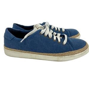 Vionic Hattie Espadrille Sneakers Size 8 Denim Blue Lace Up Arch Support Comfort